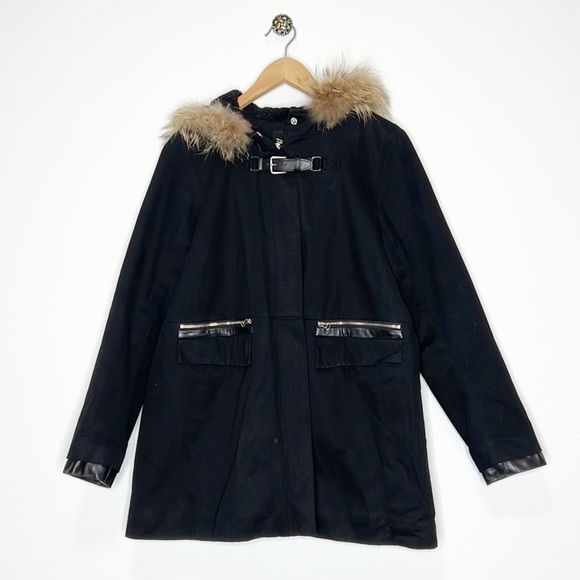 Maje Coat with Fur Hood - Picture 1 of 15